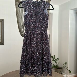 Aqua Girl’s Dress in Black with Multi Speckle Print, size 10-12